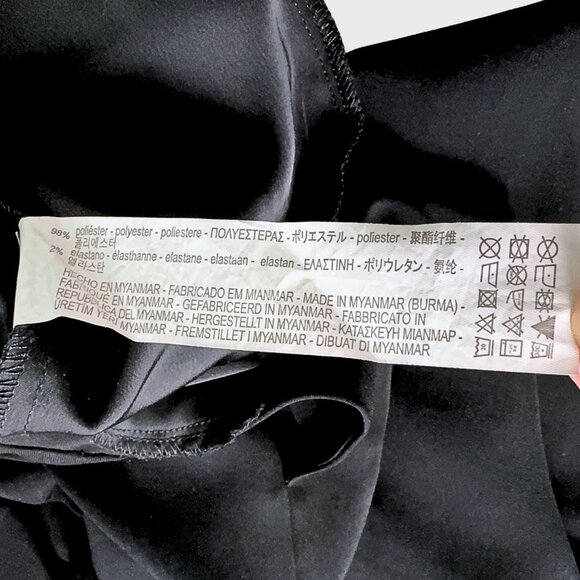 ZARA High Rise Wide Leg Cropped Pants XS Black Tie Waist Elastic Back - Picture 10 of 10